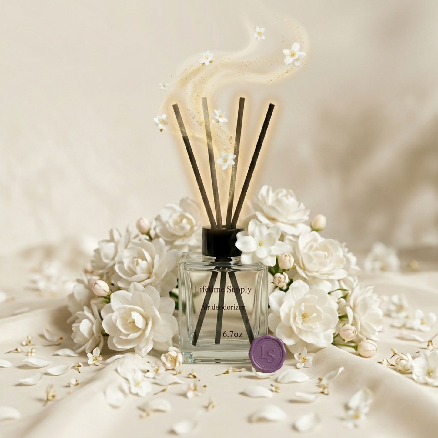 Air Deodorizer Reed Diffuser Set – White Jasmine Scent, Long-Lasting Fragrance (6.7oz)
