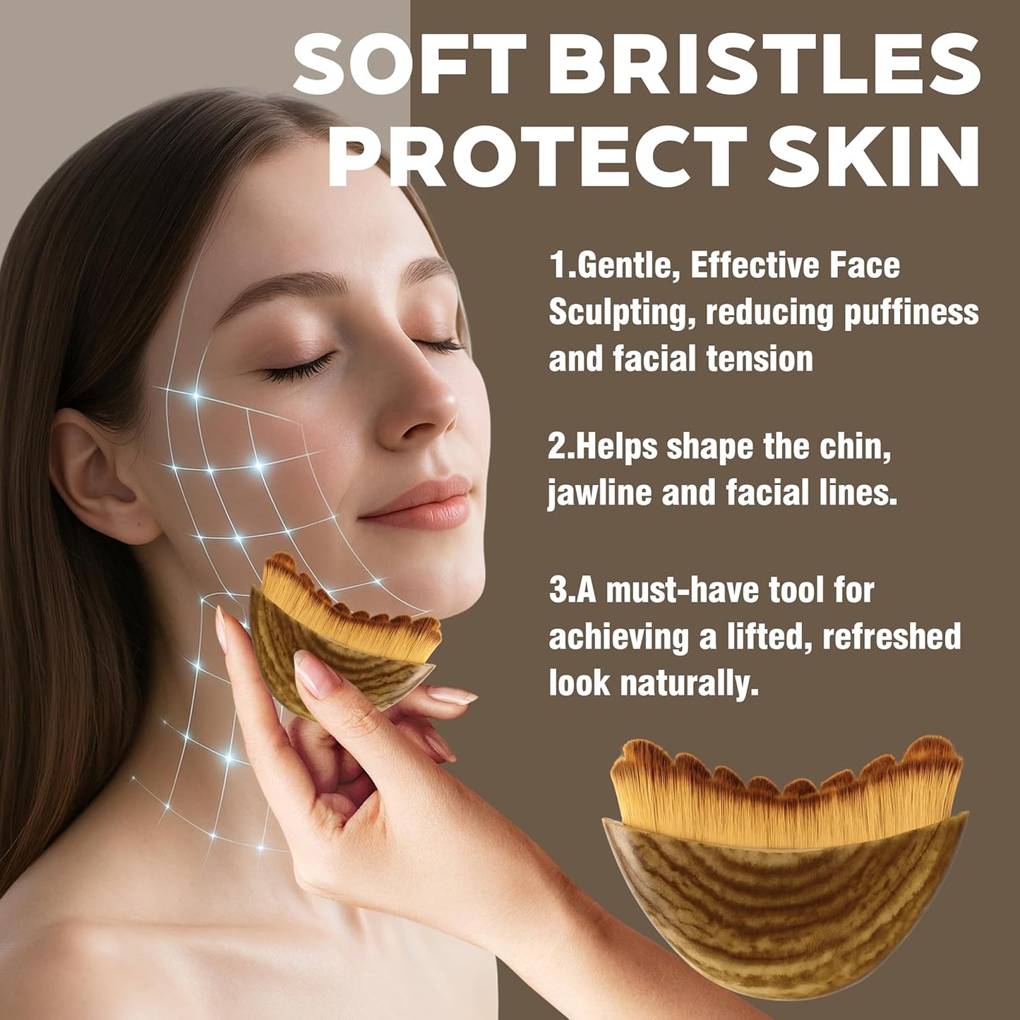 Lymphatic Contour Face Brush – Gentle Facial Massage & Sculpting Tool