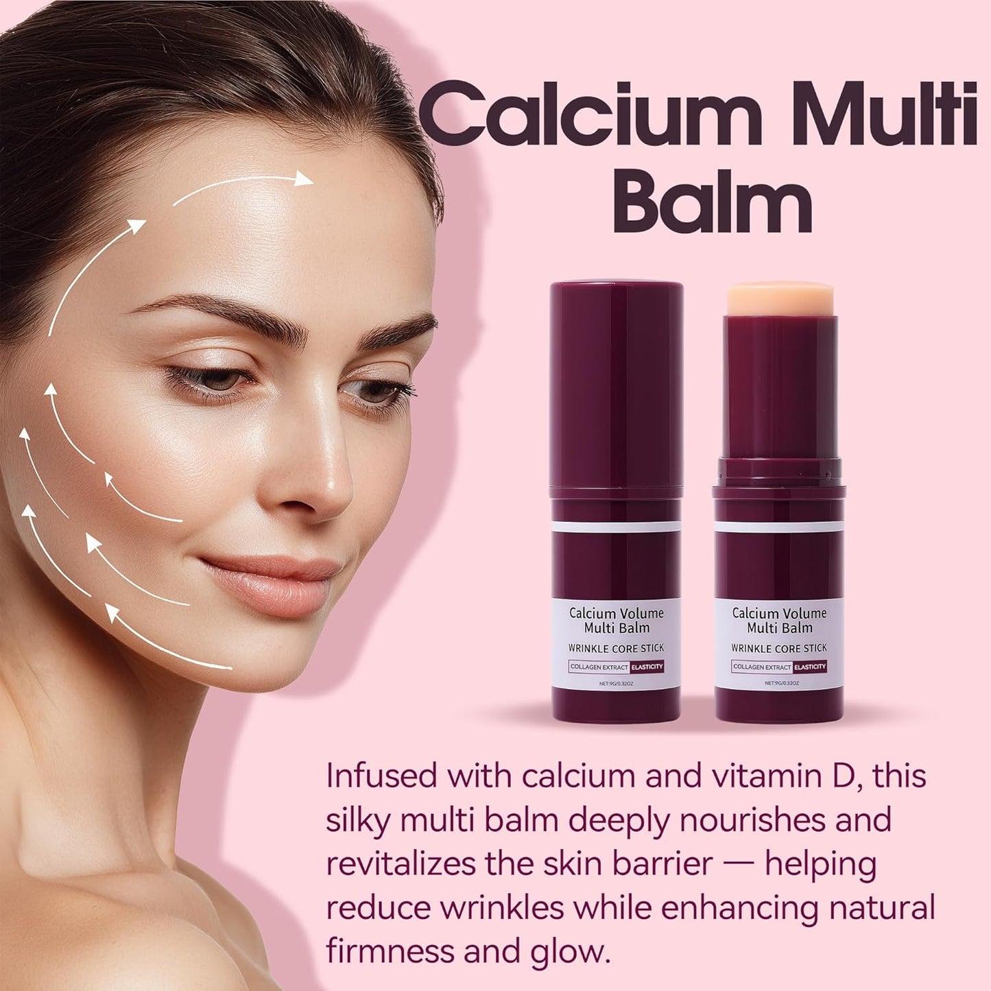2-Pack Calcium Multi Balm Stick – Firming & Hydrating Collagen Balm for Face, Eyes, Lips & Neck